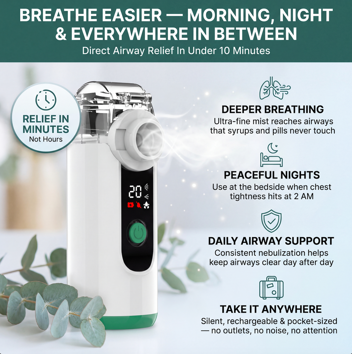 Clear Your Airways Within 2-4 Weeks With Bloomly™ Portable Lung Nebulizer